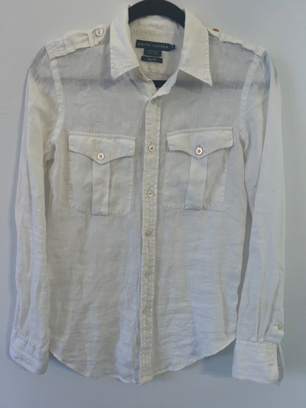 Ralph Lauren Blue Label White 100% Linen Button-Down Shirt